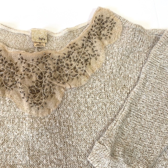 Daytrip Dolman Beaded Crop Sweater sz M - Picture 7 of 8